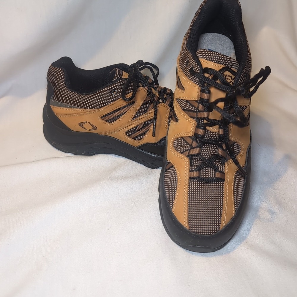Apex Men's V751 Hiker Size 9 Wide Shoes Tan/Black Leather Hiking Excellent